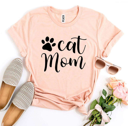 Black Cat Mom T-Shirt by Bella Canvas with soft cotton fabric and durable print, available in sizes XS to 4XL