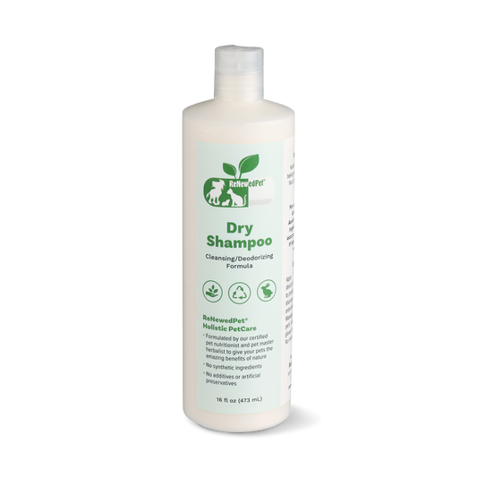 ReNewedPet Holistic Dry Shampoo for pets 16 oz bottle natural cleansing deodorizing formula