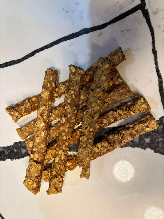 Finn’s fruit and veggie dog treats sticks with natural ingredients
