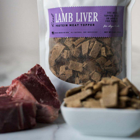 High-protein freeze dried lamb liver dog treats in resealable bag