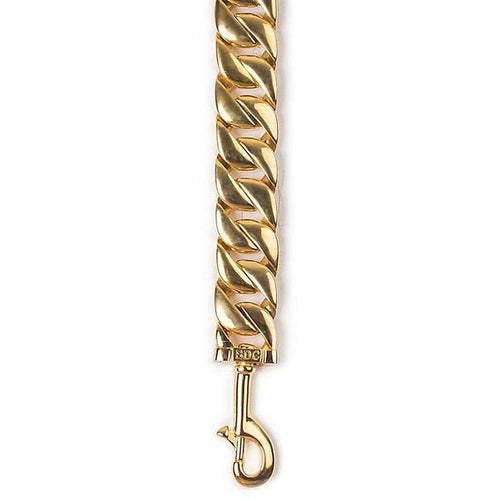 Luxury Kilo Cuban Link dog leash in 14K gold with chunky, high-polish design for XL dogs