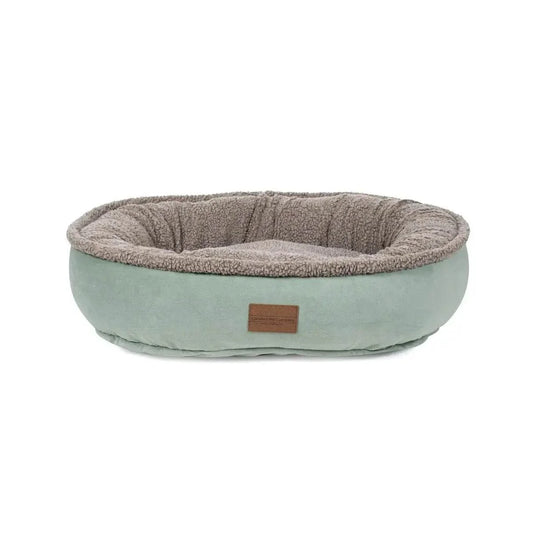 Microfiber Comfy Cup Dog Bed with plush Berber fleece top and built-in bolster cushion for pet comfort and support