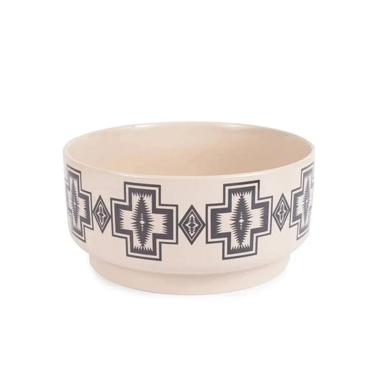 Pendleton ceramic dog bowl with colorful outdoor-inspired patterns and durable scratch-resistant design