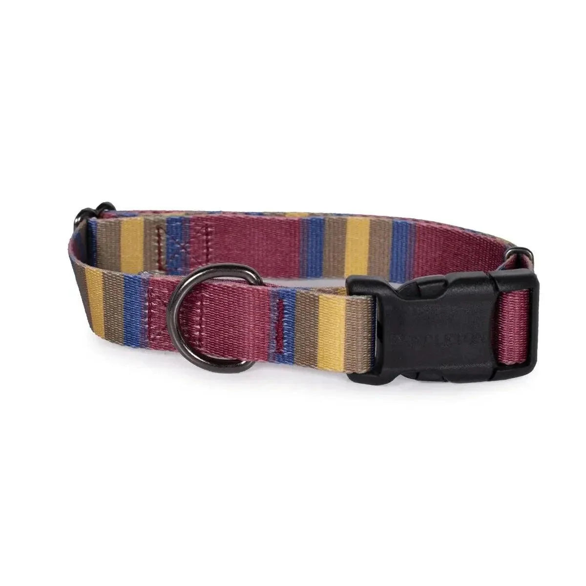 Pendleton adventure dog collar with multicolor striped pattern and adjustable black buckle for outdoor use