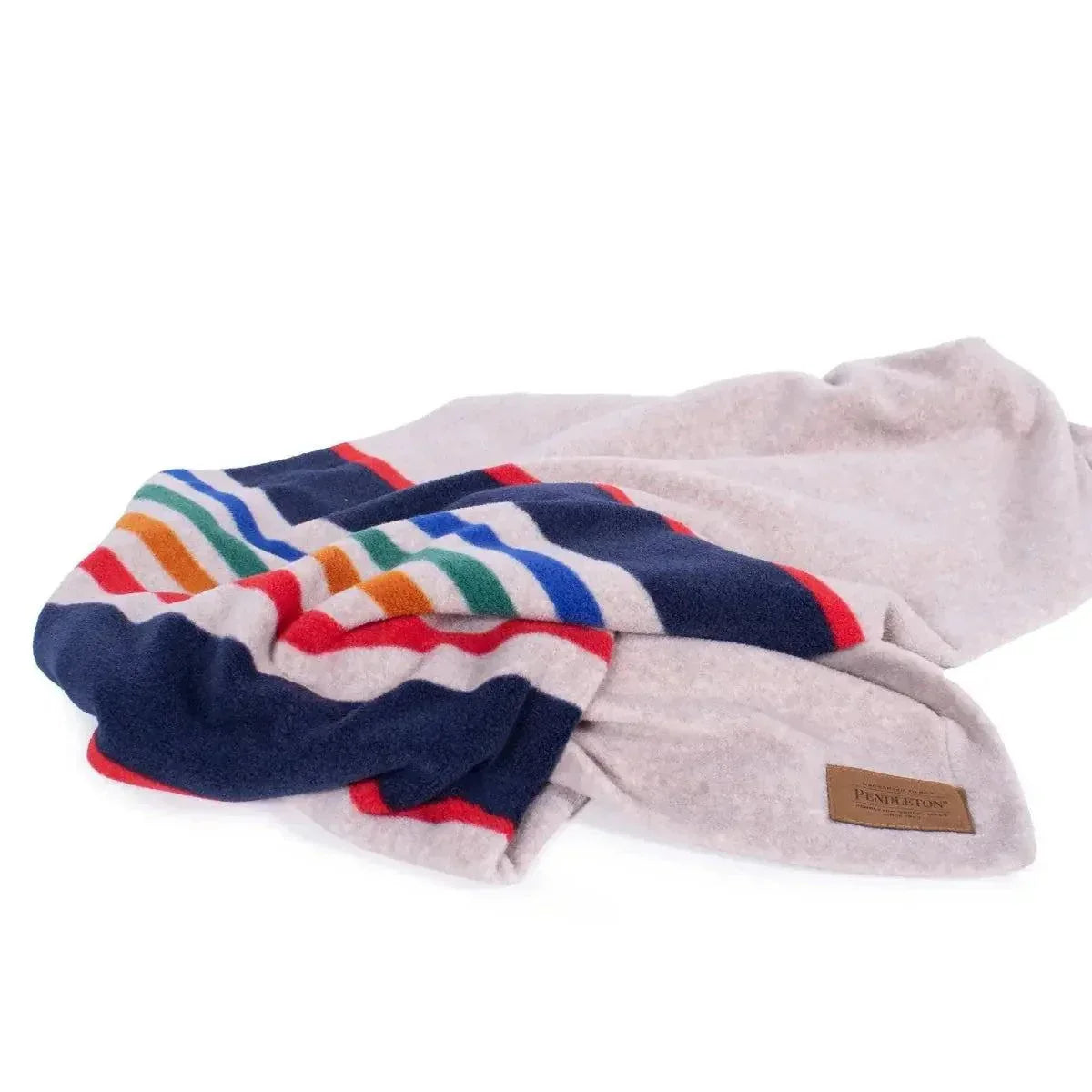 Pendleton National Park dog crate blanket in soft polar fleece with colorful striped design, cozy and machine washable pet blanket