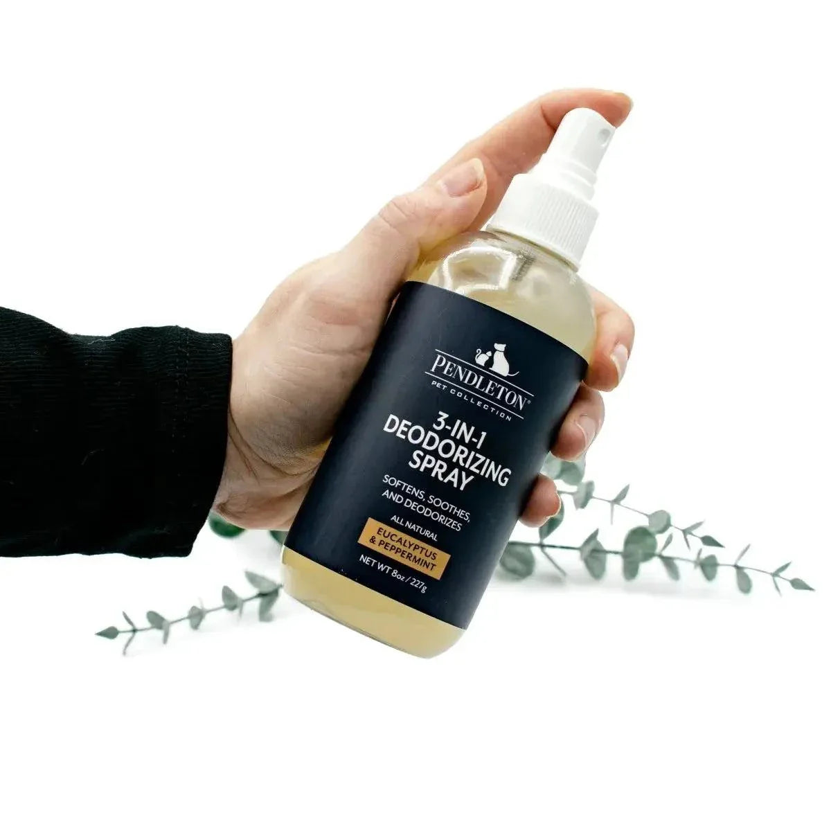 Pendleton Pet 3 in 1 Deodorizer spray bottle with natural ingredients for pet odor control and coat refreshing