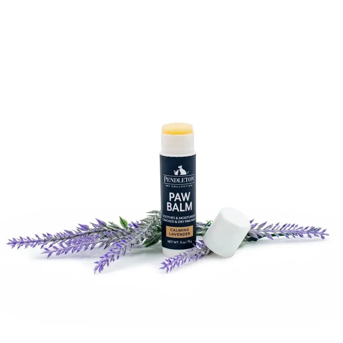 Pendleton Pet Paw Balm jar with natural ingredients for moisturizing and protecting dog paws