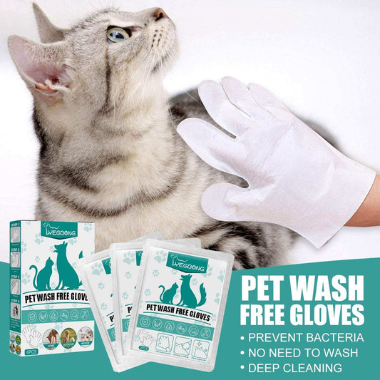 pet leave-in cleaning gloves for gentle dog and cat grooming