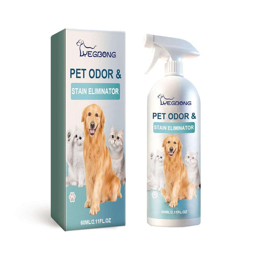Pet odor and stain eliminator spray bottle for indoor freshening