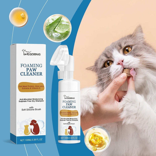 pet paw cleaner foam with brush for dogs and cats