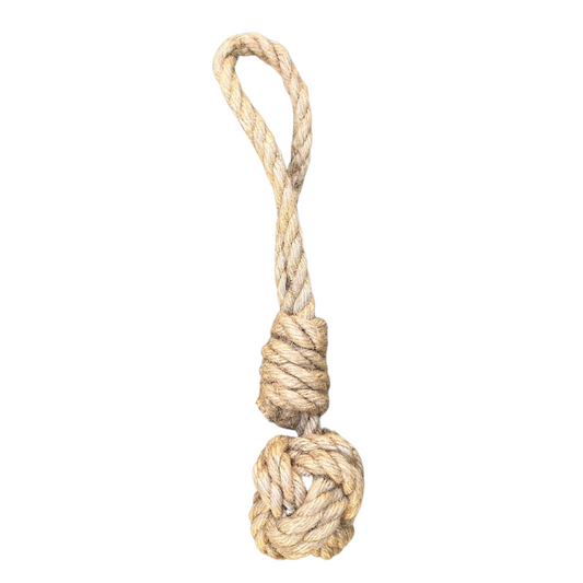 Eco-friendly hemp rope dog tug-toy for interactive play and dental health