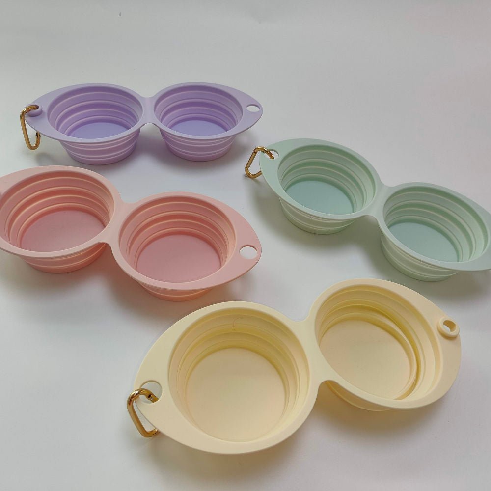 Collapsible Double Pet Bowl – Lightweight & Portable for Travel
