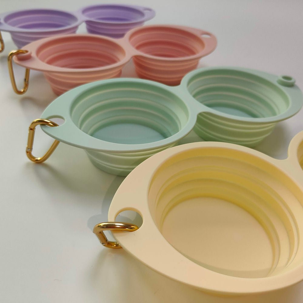 Collapsible Double Pet Bowl – Lightweight & Portable for Travel