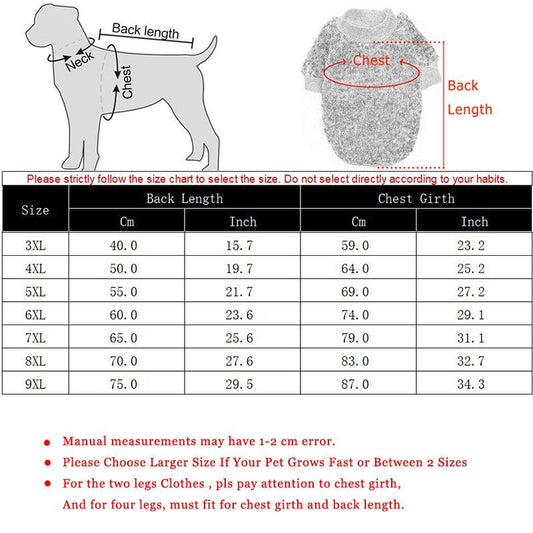 3XL-9XL winter warm fleece pet sweater for large dogs