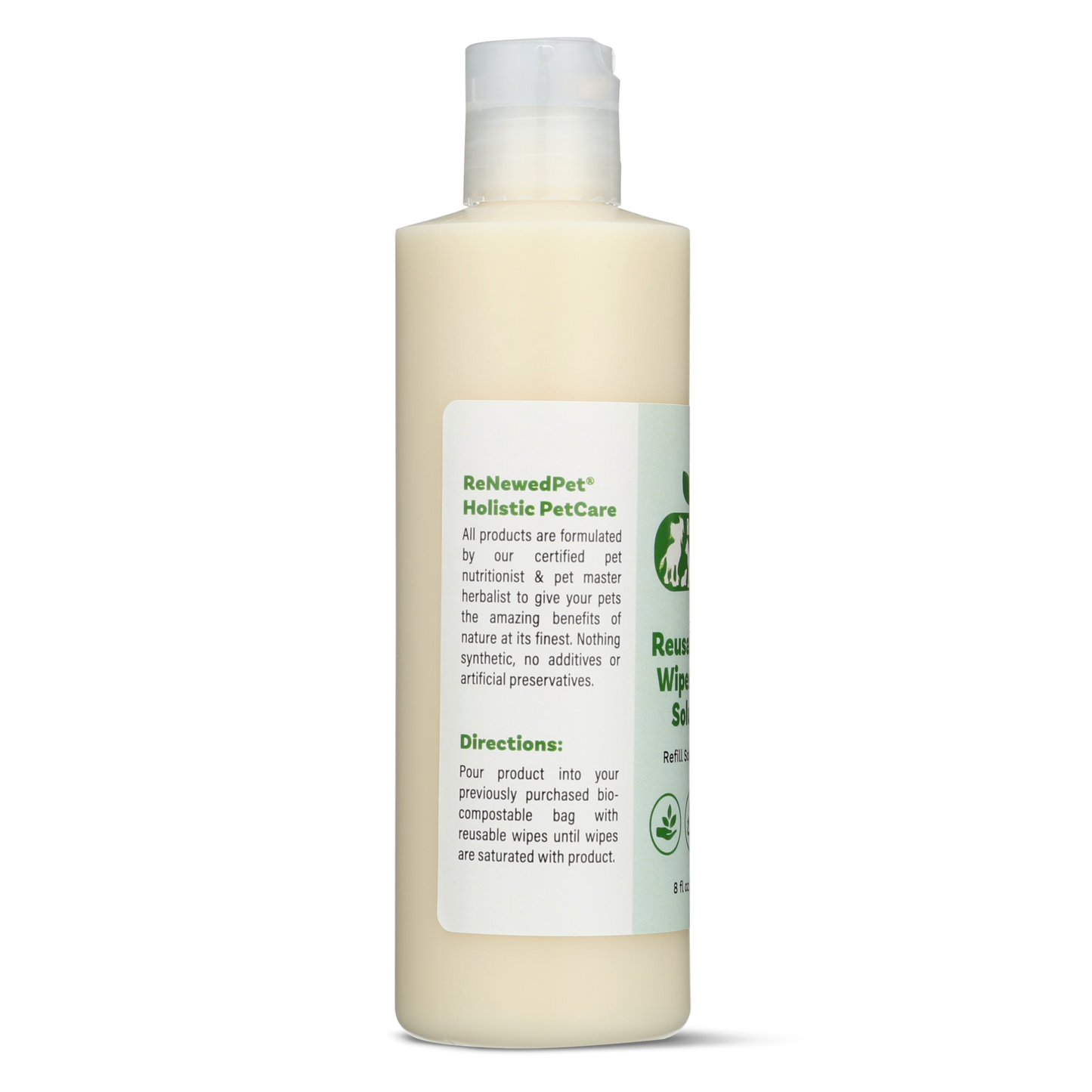 Reusable Pet Wipes refill solution bottle for natural pet grooming and cleansing