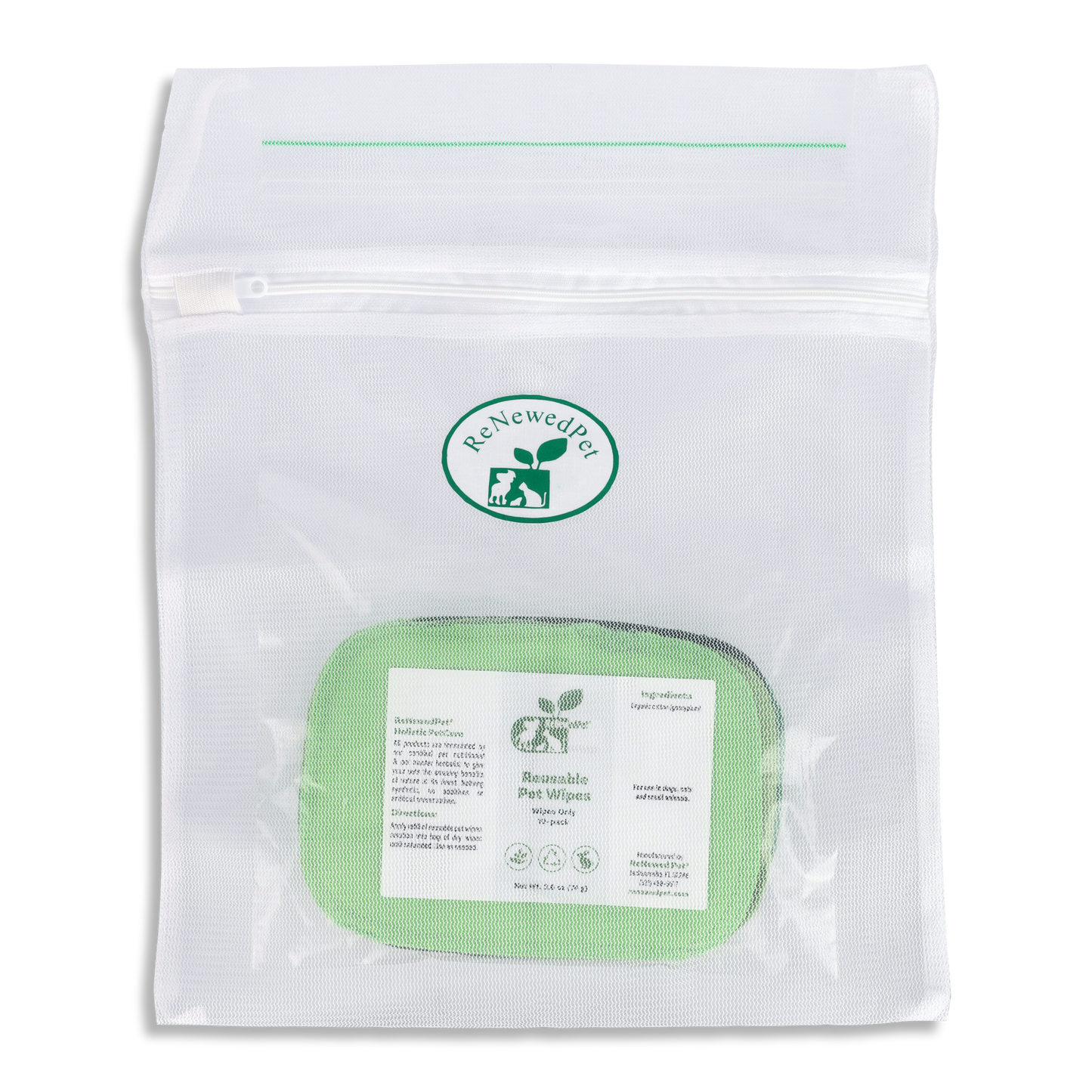 4-ALL PETS Reusable pet wipes made from 100% natural cotton in a bio-compostable resealable bag for eco-friendly pet grooming