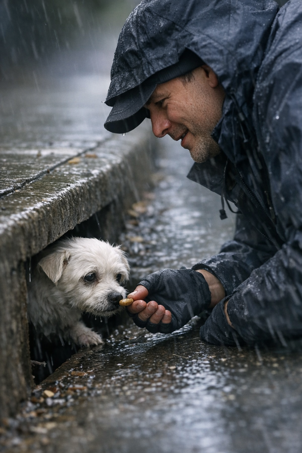 Hope for Paws rescuing a terrified senior dog from a storm drain in Los Angeles
