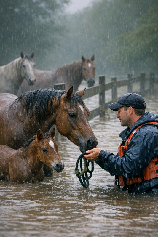 Houston SPCA rescuers saving flooded horses in rising Houston waters