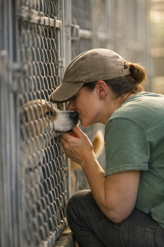 Dogs waiting behind chain link fence at Hartford Animal Shelter