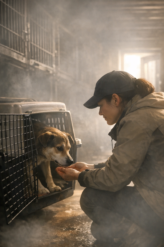 Smoke and firefighters outside Berkeley animal shelter during fire rescue