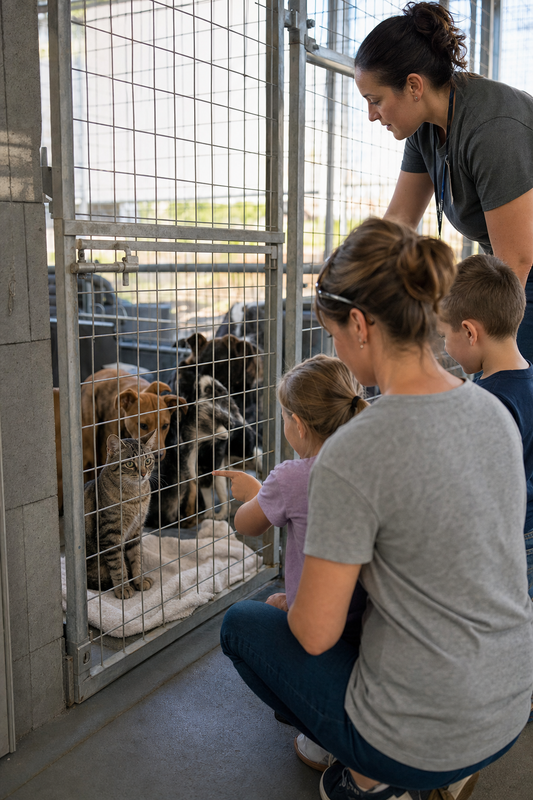 A Cat in the Dog Rescue Kennel