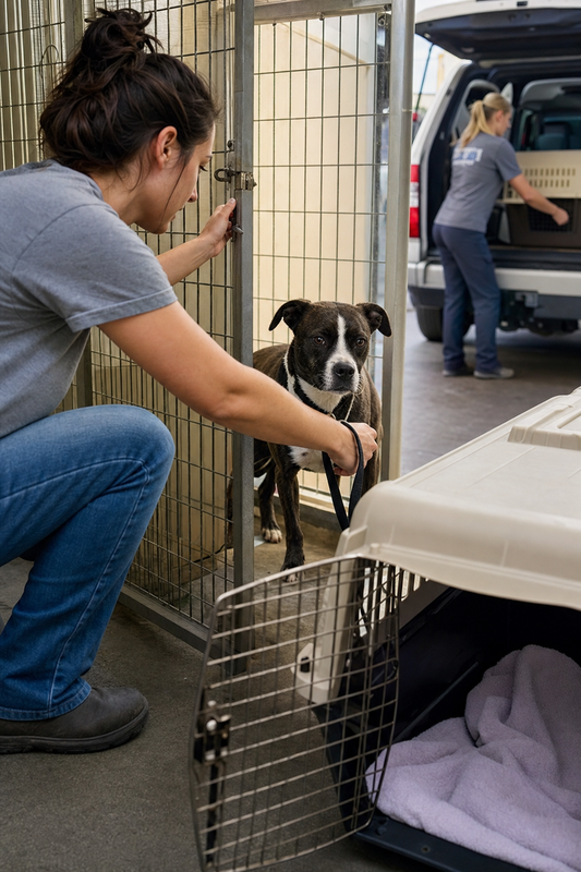 Transported to Safety: Dogs Find Relief