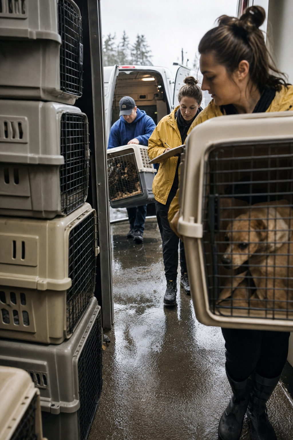 Crates in the Hallway, Storm Outside