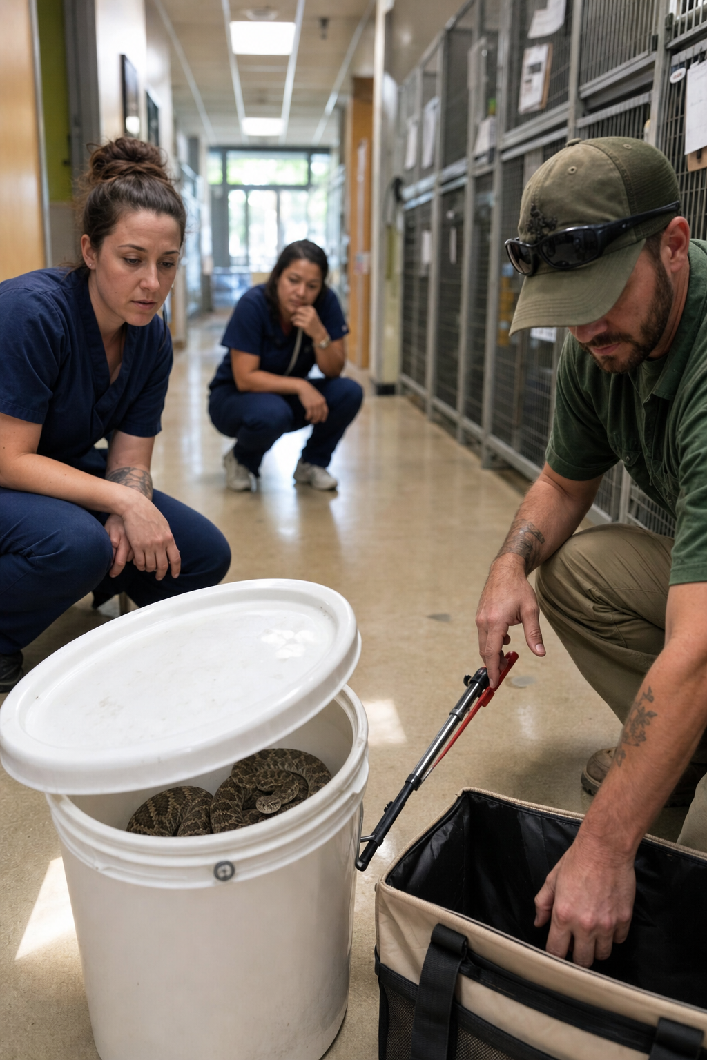 A Rattlesnake in the Shelter Bucket