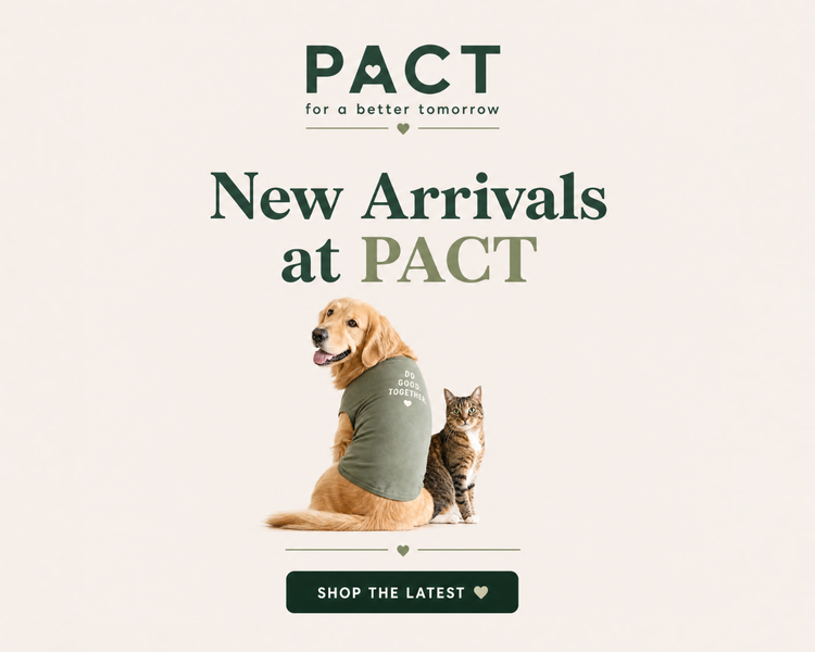 New arrivals fresh gear and essentials from PACT shop with 5% donation to rescue fund