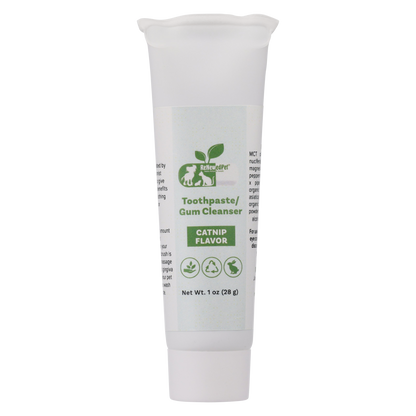 Natural pets toothpaste and gum cleanser catnip flavor in white tube for pets dental care
