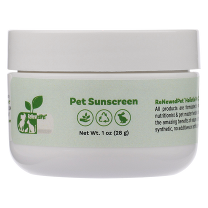 ReNewedPet 1 oz natural pet sunscreen jar with eco-friendly ingredients and holistic vet approval