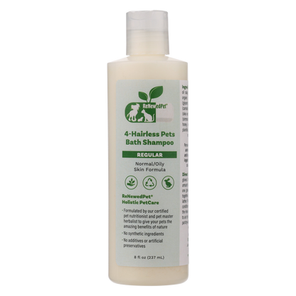 ReNewedPet 4-Hairless Pets Shampoo for normal oily skin with natural organic ingredients and exfoliating gloves bonus