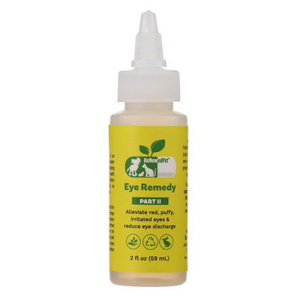 Bottle of Herbal Eye Remedy Drops by ReNewedPet with natural organic ingredients for pet eye health