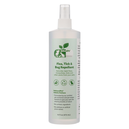 Flea Tick Bug Repellent - All-Natural Pet Insect Repellent | ReNewedPet4-ALL PETS natural flea tick bug repellent spray bottle with organic ingredients