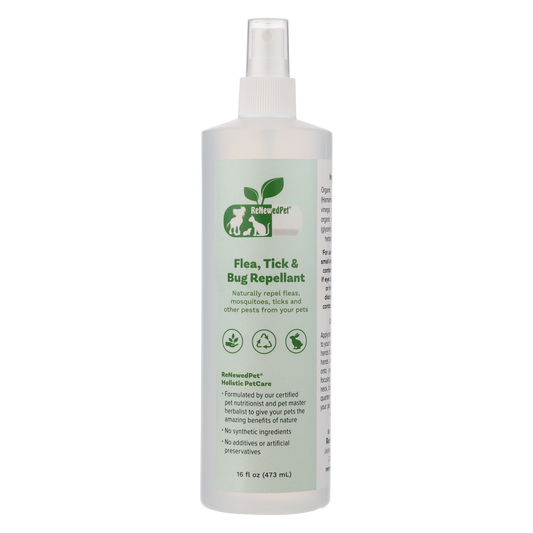 Flea Tick Bug Repellent - All-Natural Pet Insect Repellent | ReNewedPet4-ALL PETS natural flea tick bug repellent spray bottle with organic ingredients
