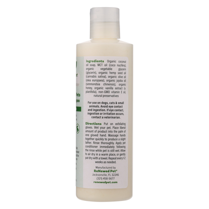 Bottle of ReNewedPet 4-Hairless Pets Shampoo for dogs and cats with natural ingredients