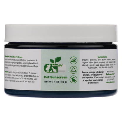 4-ALL PETS natural organic pet sunscreen jar for dogs and cats with beeswax and shea butter ingredients
