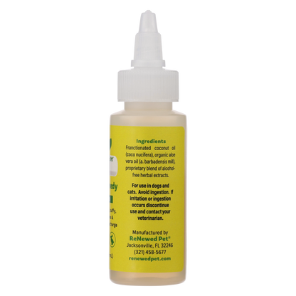Bottle of Herbal Eye Remedy Drops by ReNewedPet with natural organic ingredients for pet eye health