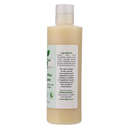 Natural herbal flea shampoo for dogs and cats with organic ingredients