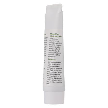 Tube of ReNewedPet 4-ALL PETS natural pets toothpaste and gum cleanser with holistic ingredients