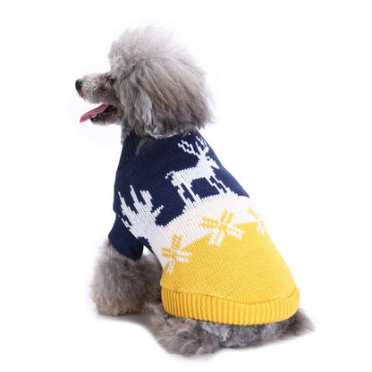 Pet Bone Stripe High Neck Christmas Sweater
