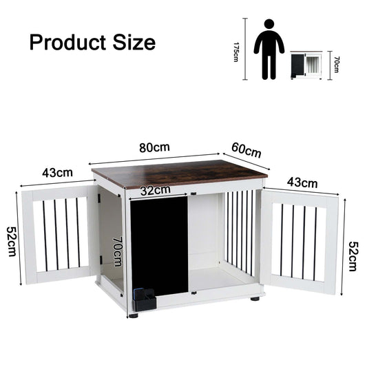 White heavy duty doodle dog cage with two doors and chalkboard for small and medium dogs