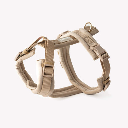 Sand velvet dog harness with padded lining and adjustable straps