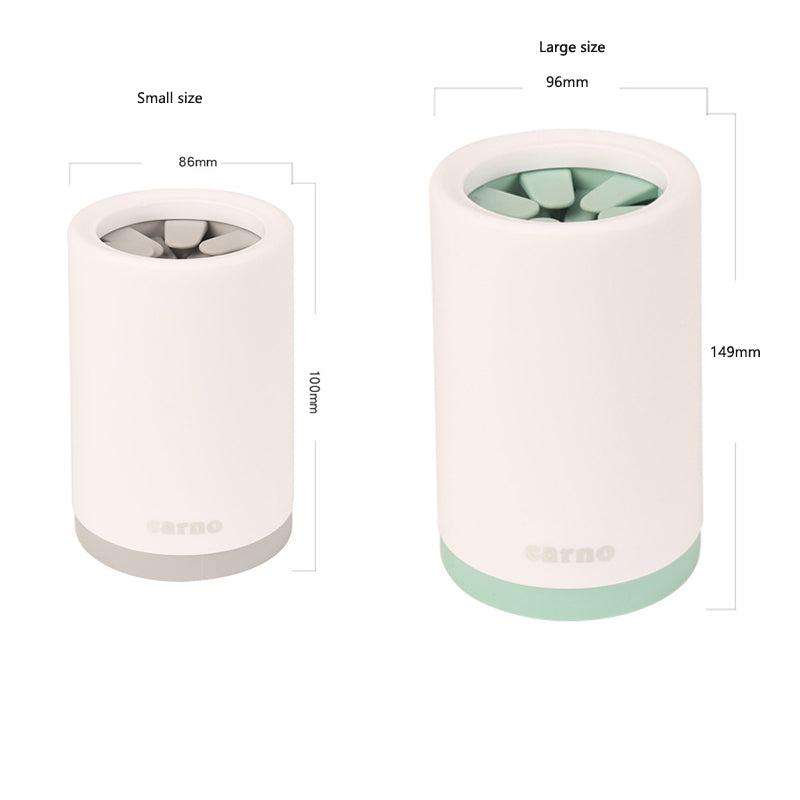 Paw Cleaner portable devices in small and large sizes with silicone bristles for cleaning pet paws