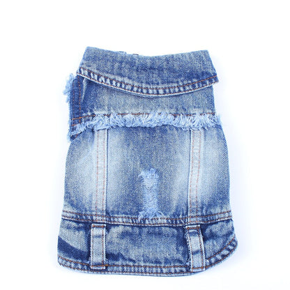 Dog Jean Jacket - Stylish Blue Denim Pet Coat & Vest for Small Dogs