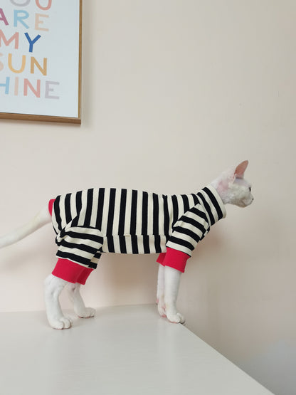 Belly-protecting Four-legged High-elasticity Fur-free Cat Clothing