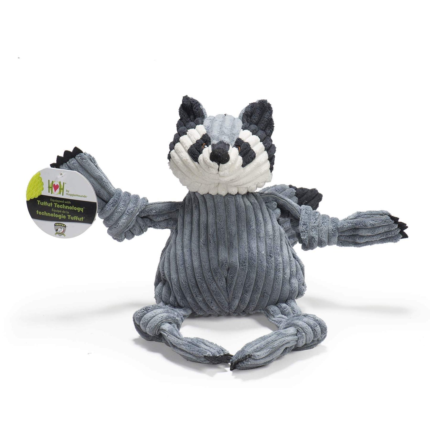 Reggie Raccoon Knottie® plush dog toy with durable knotted design and squeakers for dogs and puppies