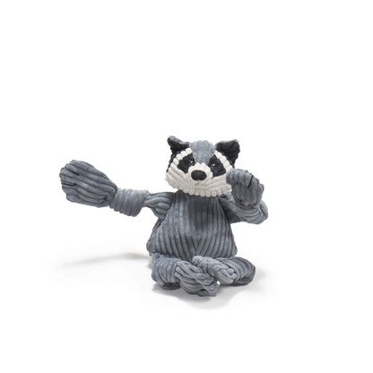 Reggie Raccoon Knottie® plush dog toy with durable knotted design and squeakers