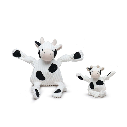 Dottie Cow Knottie® plush dog toy with durable Tuffut Technology and squeakers