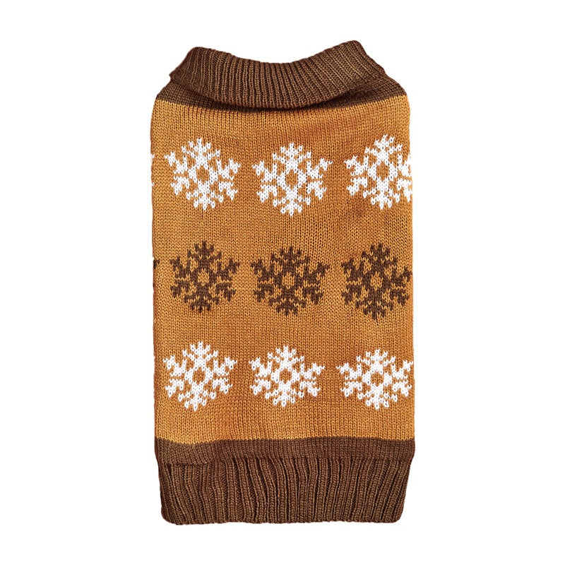 Snowflake Brown Gray Autumn And Winter New Dog Christmas Sweater